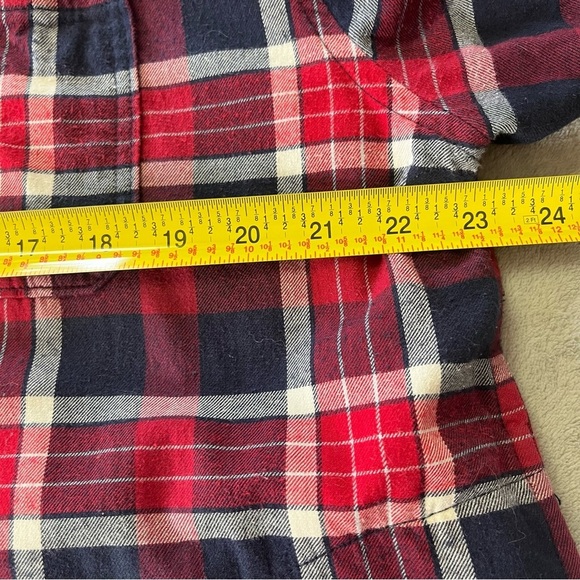 Eddie Bauer Navy & Red Plaid Button Down Lined Hooded Shacket - Picture 8 of 12